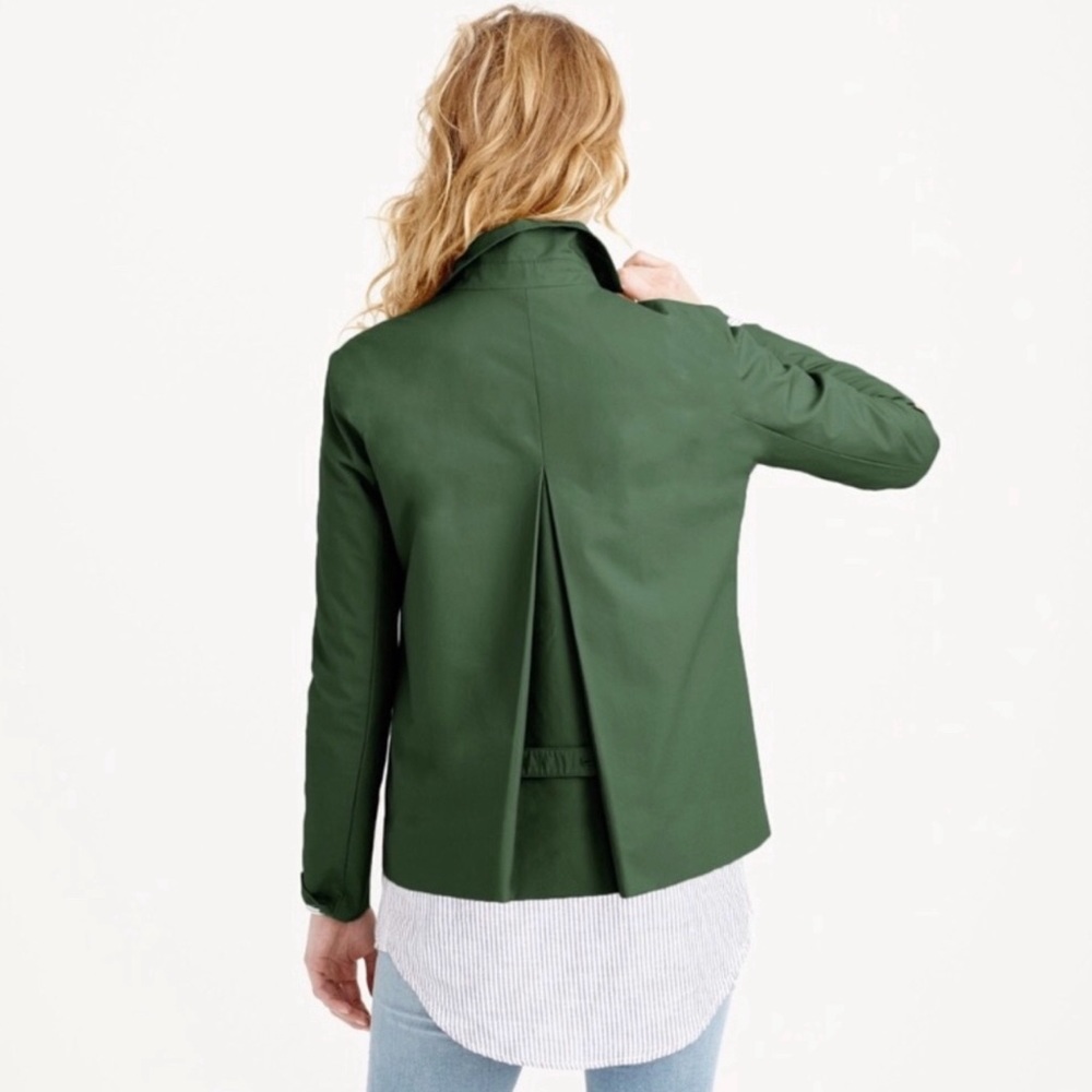 $198 J. Crew Japanese Poplin Swing jacket, green, Size 0, XS - Picture 2 of 9